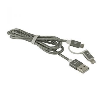 2 in 1 Charging Cord, Micro USB and MFI Certified Lightning Cable  - Wisconsin Badgers