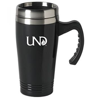 16 oz Stainless Steel Coffee Mug with handle - North Dakota Fighting Hawks