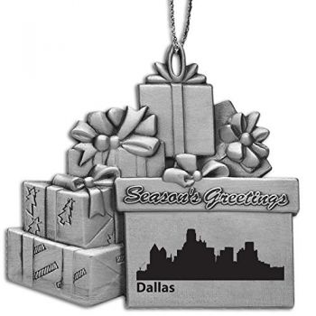 Pewter Gift Display Christmas Tree Ornament - Dallas City Skyline