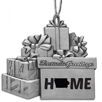 Pewter Gift Display Christmas Tree Ornament - Iowa Home Themed - Iowa Home Themed