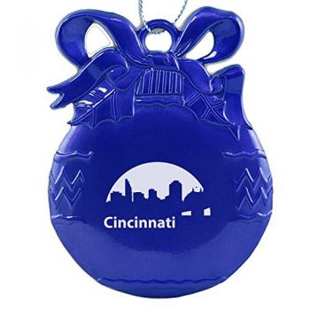 Pewter Christmas Bulb Ornament - Cincinnati City Skyline