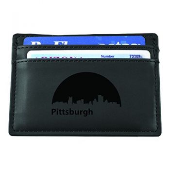 Slim Wallet with Money Clip - Pittsburgh City Skyline