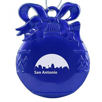 Pewter Christmas Bulb Ornament - San Antonio City Skyline