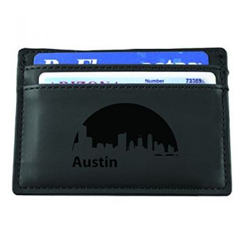 Slim Wallet with Money Clip - Austin City Skyline