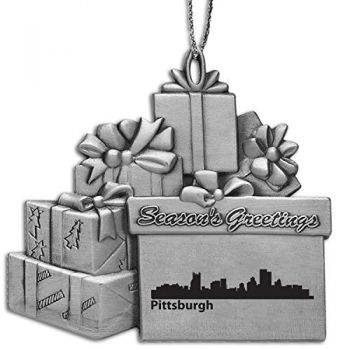 Pewter Gift Display Christmas Tree Ornament - Pittsburgh City Skyline
