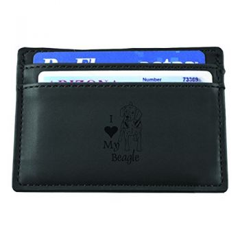 Slim Wallet with Money Clip  - I Love My Beagle
