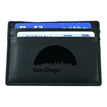 Slim Wallet with Money Clip - San Diego City Skyline