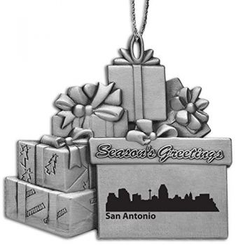 Pewter Gift Display Christmas Tree Ornament - San Antonio City Skyline