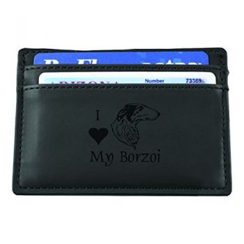 Slim Wallet with Money Clip  - I Love My Borzoi