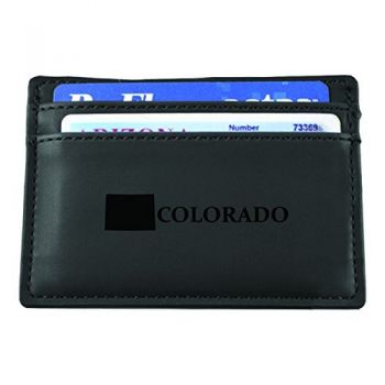 Slim Wallet with Money Clip - Colorado State Outline - Colorado State Outline