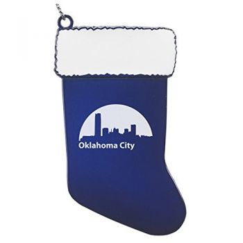 Pewter Stocking Christmas Ornament - Oklahoma City Skyline