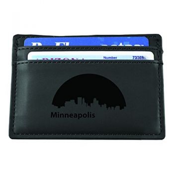Slim Wallet with Money Clip - Minneapolis City Skyline