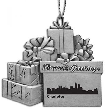 Pewter Gift Display Christmas Tree Ornament - Charlotte City Skyline