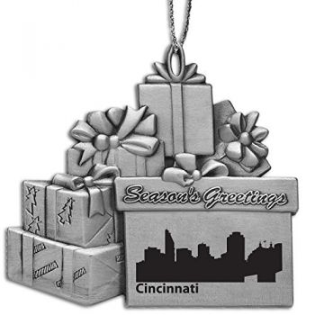 Pewter Gift Display Christmas Tree Ornament - Cincinnati City Skyline